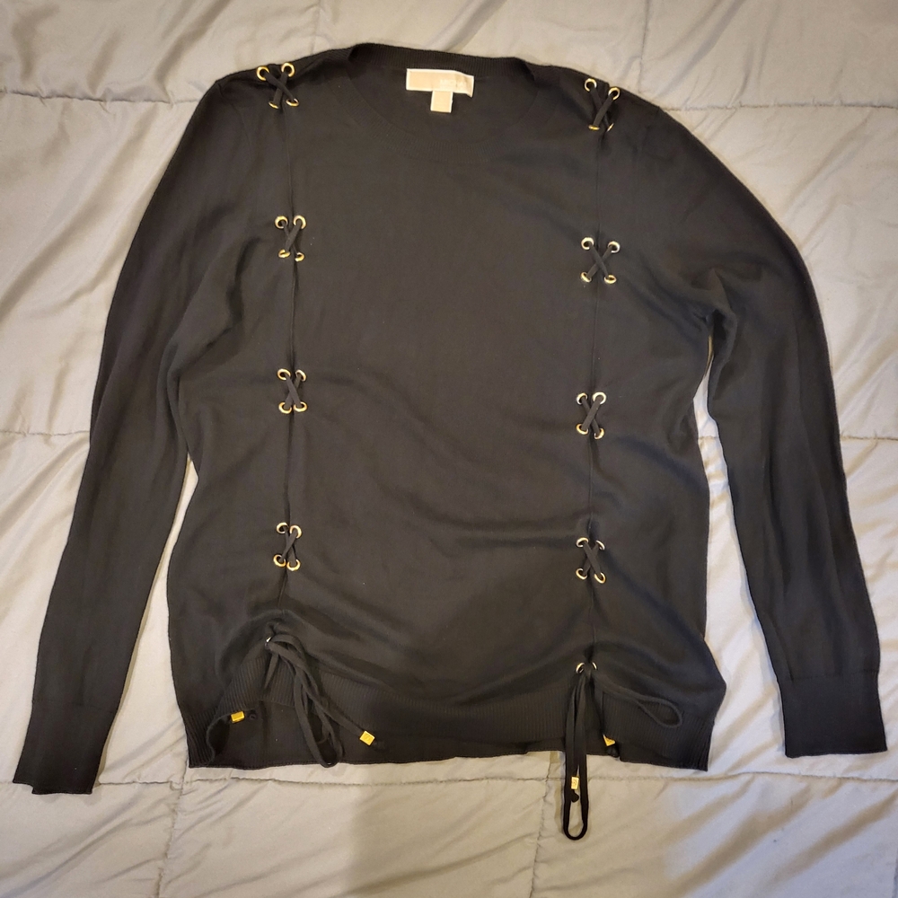 MICHAEL Michael Kors Black Lace-Up Sweater